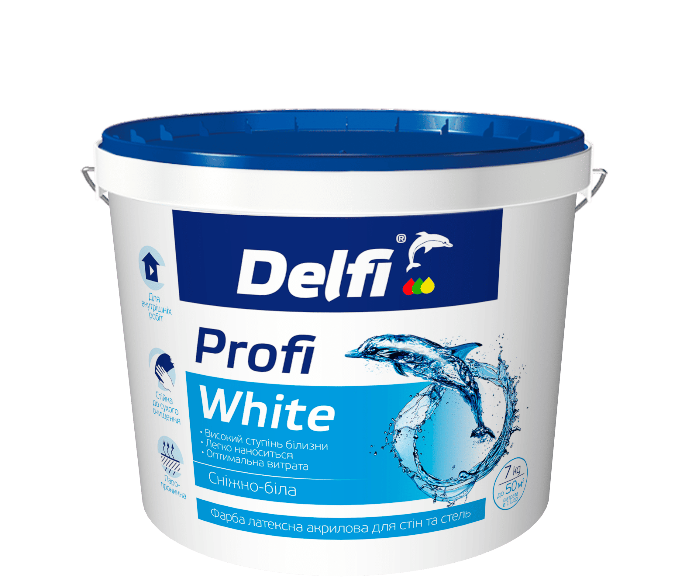 Фарба латексна акрилова для стін та стель Profi White ТМ"Delfi" -7 кг